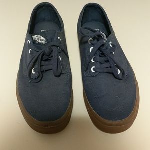 Navy blue vans with gum bases
